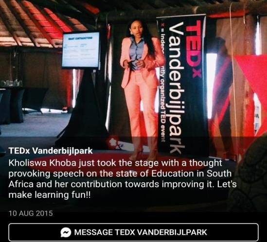 Kholiswa Khoba speaking at TEDx Vanderbijlpark